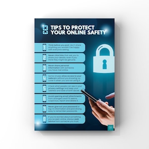 Online Safety Tips Poster | Education | Cyber Safety | Classroom Display | Wall Decor | A2, A3, A4 Wall Art Print Poster