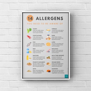 Allergens Poster | Food Allergies | Healthy Eating | Health & Wellbeing | Wall Decor | Digital Download | A2, A3, A4, A5 Poster