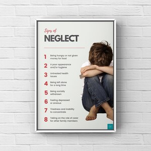 Póster de señales de negligencia / Educación / Protección infantil / Decoración de pared / Impresión artística en tamaño A2, A3 y A4