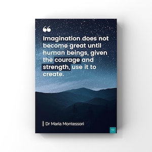 Imagination Zitat Poster | Inspirierendes Zitat | Montessori |Kindliche Entwicklung | Klassenzimmer Poster | A2, A3, A4 Wand Kunst Druck Poster