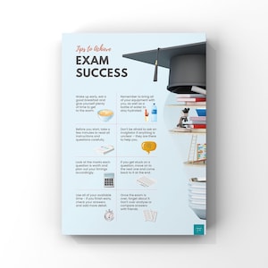 Poster Conseils pour réussir votre examen | Éducation | Technique d'examen | Présentoir de classe | Décoration murale | Poster impression d'art mural A2, A3, A4