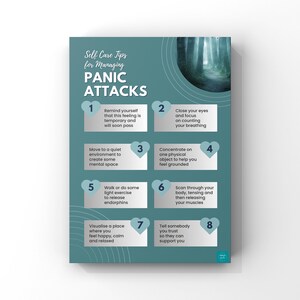 Self Care Tips for Managing Panic Attacks Poster | Mental Health | Psychology | Wellbeing | Digital Download | A2, A3, A4, A5 Poster