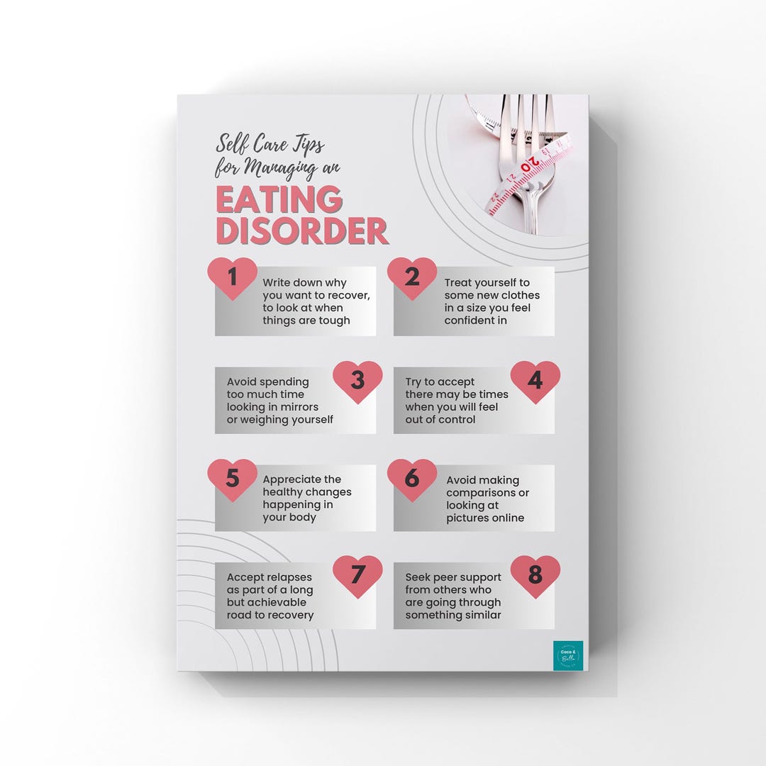 Self Care Tips for Managing an Eating Disorder Poster | Mental Health ...