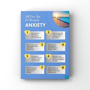 Self Care Tips For Managing Anxiety Poster | Mental Health Strategies | Psychology | Wall Decor | A2, A3, A4 Wall Art Print Poster