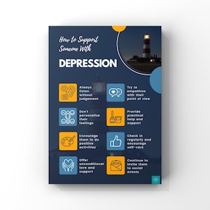Hoe steun je iemand met een depressie poster | Bewustzijn over geestelijke gezondheid | Psychologie | Digitale download | A2, A3, A4, A5-poster