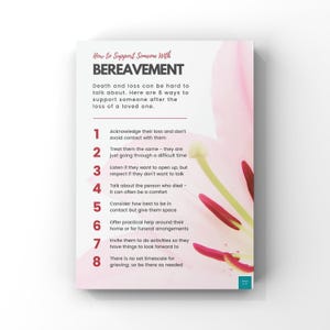 How to Support Someone with Bereavement Poster | Mental Health | Psychology | Wall Decor | Digital Download | A2, A3, A4, A5 Poster