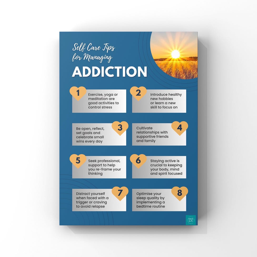 Self Care Tips for Managing Addiction Poster | Mental Health ...