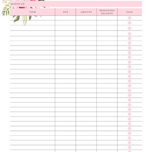 Bill tracker, Monthly bill tracker, Bill organizer with monthly tracking, Bill printable, Bill payment log instant download, Bill template image 2