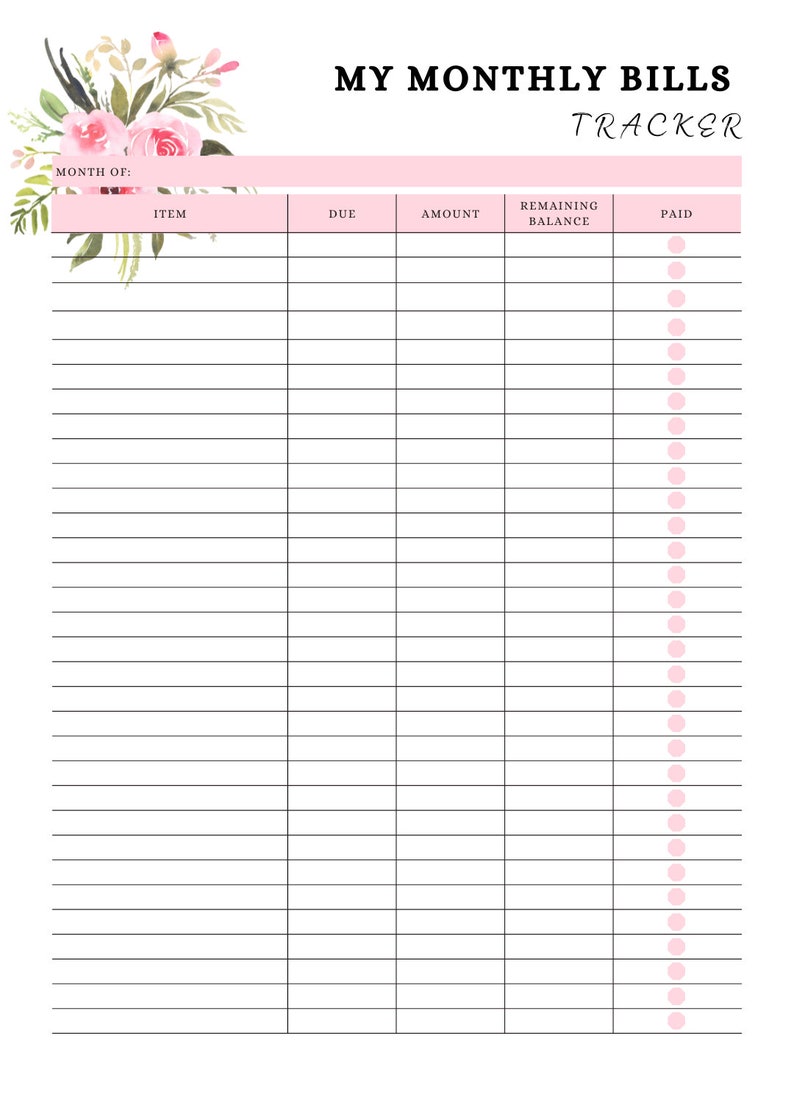Bill tracker, Monthly bill tracker, Bill organizer with monthly tracking, Bill printable, Bill payment log instant download, Bill template image 2