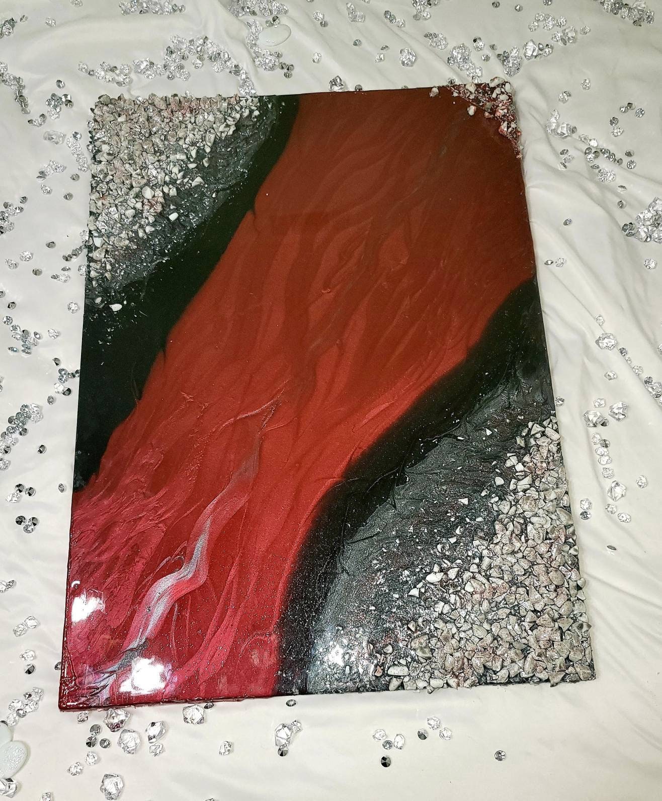 Epoxy Resin crushed stone and glass wall art Handmade Etsy