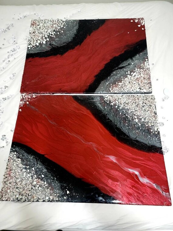 Epoxy Resin crushed stone and glass wall art Handmade Etsy