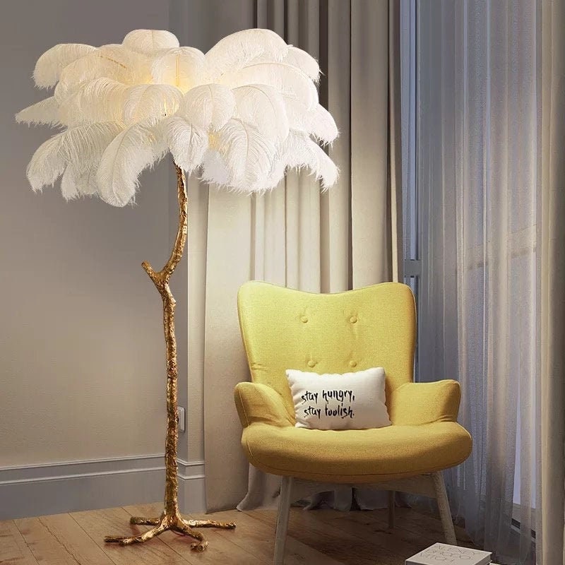 Ostrich feather lamp shade floor lamp Etsy