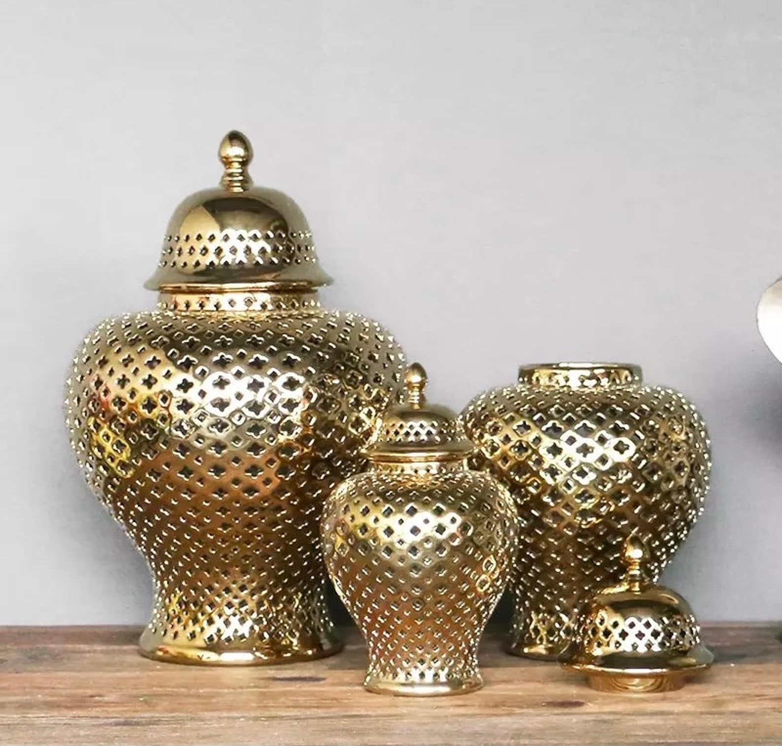 Ginger Jar / Ceramic Vase Jar in Gold silver or white options Etsy