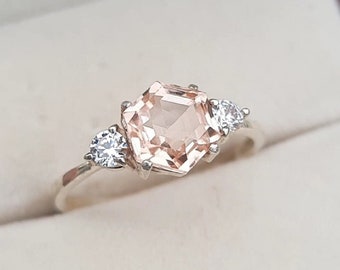 Huge Morganite Ring-Promise Ring For Her-Anniversary Gift-925 Sterling Silver-Engagement Ring-Christmas Gift-For Women-Birthday Gift