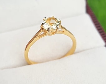 Apatite Gemstone Ring, Apatite Engagement Ring, Yellow Apatite Gemstone, Natural Gemstone Ring, Promise Ring For Her, Single Stone Gold Ring