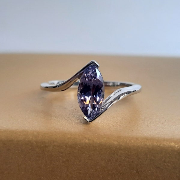 1 Crt Marquise AAA Tanzanite Ring, Sterling Silver Dainty Promise Ring