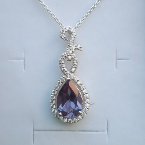 Color Change Gems Necklace, Engagement Gift, Wedding Gift, For Her, Alexandrite Pendant, For Women, Alexandrite Jewelry, 925 Sterling Silver