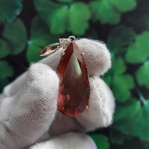 Color Change Necklace- Color Change Stone Pendant For Her- Engagement Gift- Solid Sterling Silver- 15x40mm Pear- Wedding Necklace- For Women