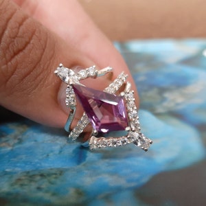 Alexandrite Ring Set-June Birthstone-Happiness Stone-Sterling Silver-Promise Ring-Anniversary Gift-Engagement Ring-Wedding Ring-BirthdayGift