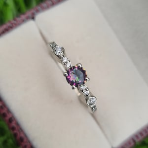 Mystic Topaz 925 Ring, Round Cut Silver Ring, Mystic Engagement Ring, Unique Cut Rare Gemstone, Topaz Stone, Promise Ring, For Mom Ring