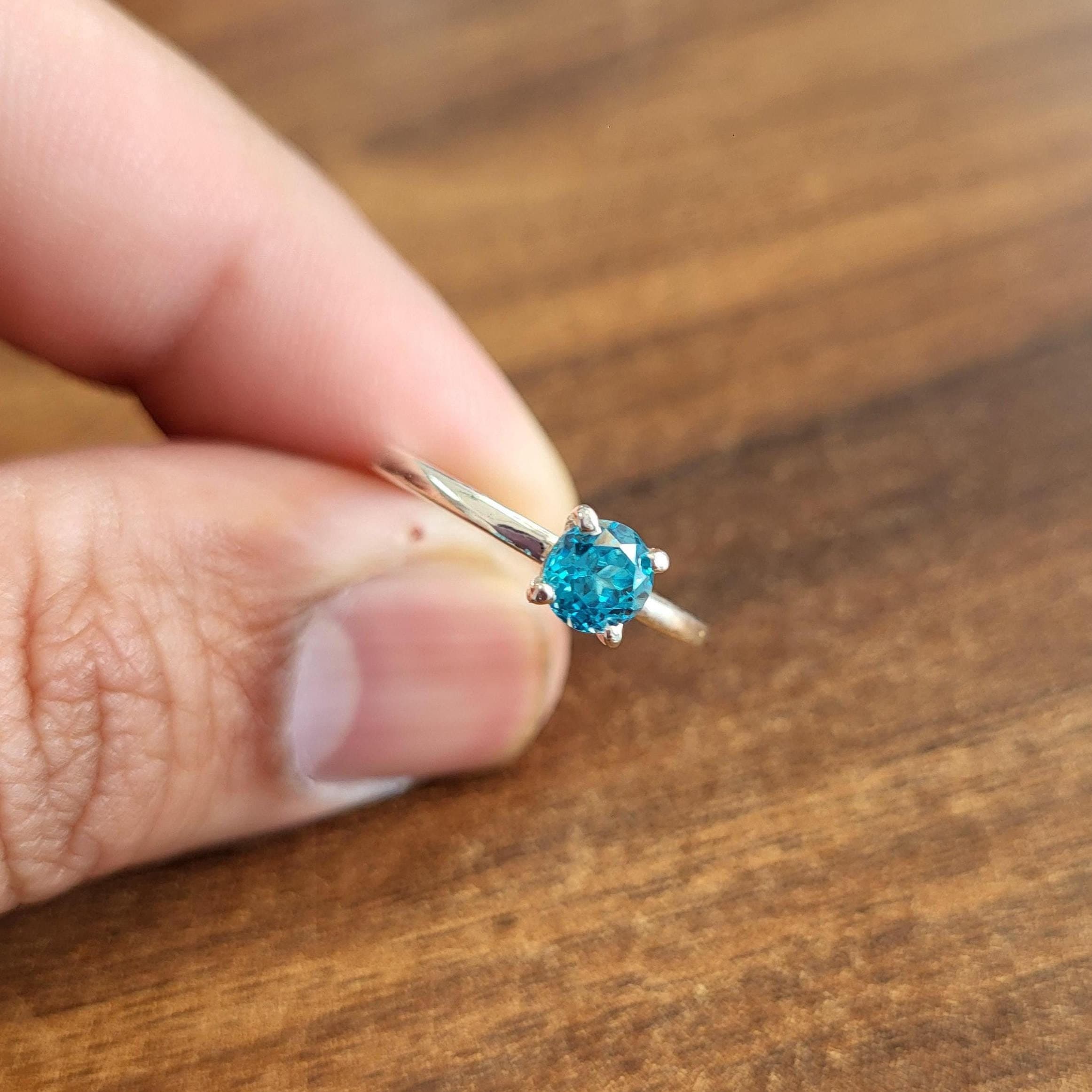Blue Zircon Ring