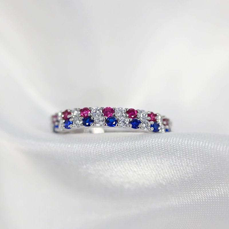 Ruby Sapphire Ring-Promise Ring For Her-925 Sterling Silver-Anniversary Gift-Engagement Ring-Christmas Gift-For Women-Birthday Gift