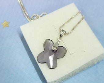 Alexandrite Pendant Butterfly Cut Necklace: Sterling Silver Engagement Gift