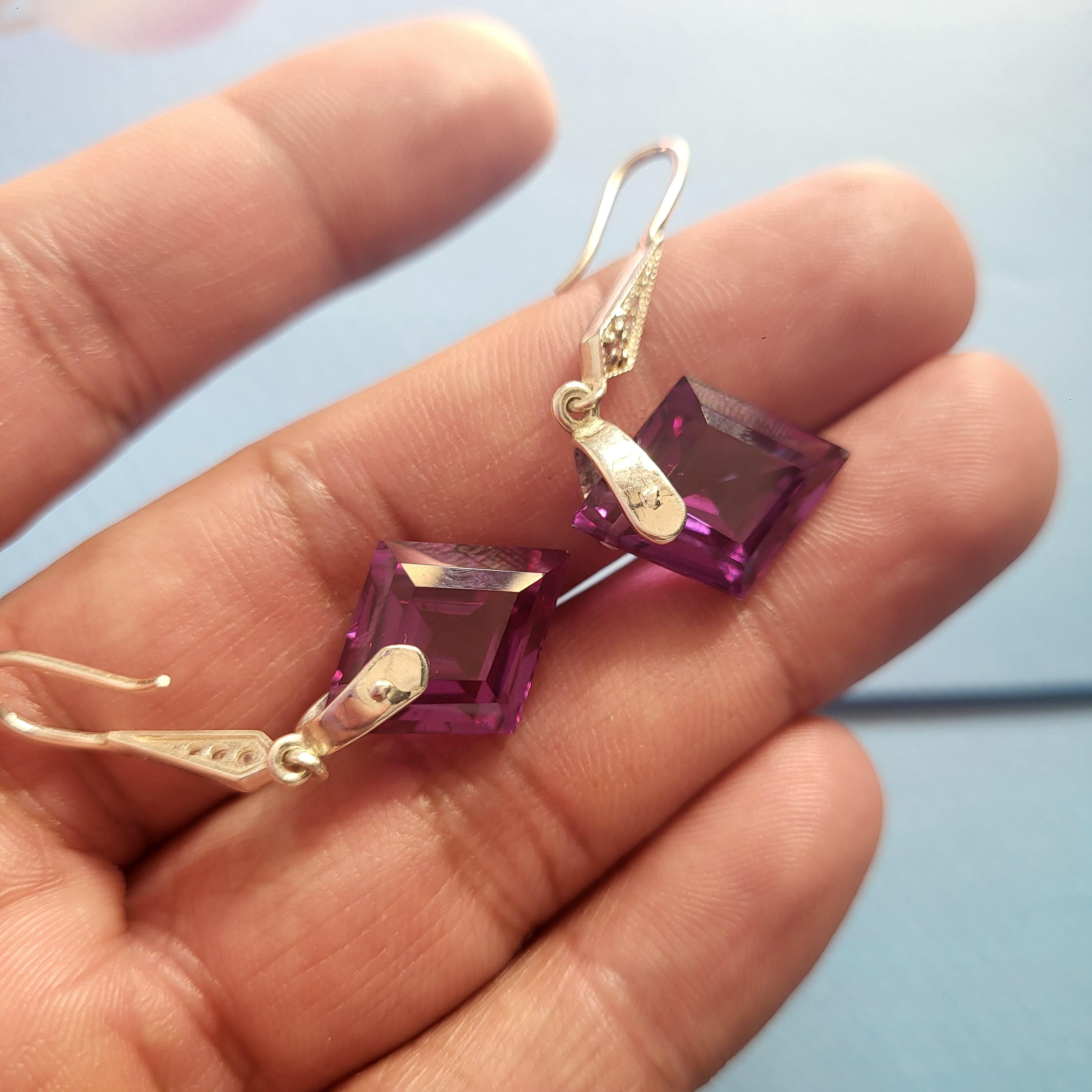 Orecchini Pendenti Argento Con Zirconi E Topazio Alessandrite Lab-Created Che Cambiano Colore