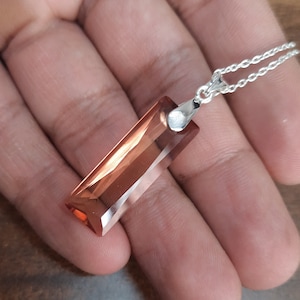 Color Change Necklace - Changing Color Stone Pendant For Her - Engagement Gift - Solid Sterling Silver - 10x30- Wedding Necklace - For Women
