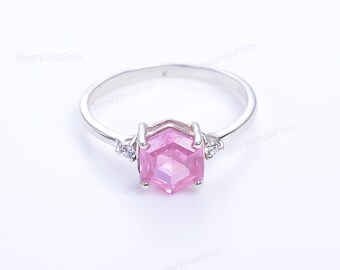 Pink Sapphire Ring,Pink Sapphire Silver Ring,Pink Sapphire Engagement Ring,Happiness Gemstone,Joy Gemstone,Promise Ring,Wedding Gift