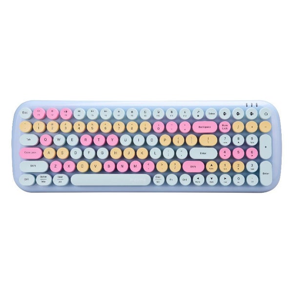 CraftedbyMagical| Macaron Style Colours Round Keycap Wireless Office Home Keyboard & Mouse , colourful keyboard, 104 key typewriter keyboard