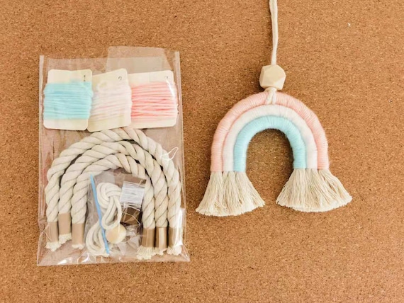 Craftedbymagical DIY Kit Macrame Rainbow Keychain, Step by Step Easy   Tutorial, Beginner Friendly, Bag Charm, Craft Kit, Gift Idea 