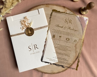 Transparent Gold Foil Wedding Invitation: Handmade Acrylic Stationery