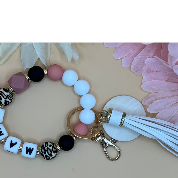 MAMA Wristlet Keychain Silicone Bangle Keychain | Bracelet Keyring | Keychain for Women | Tassel Key Chain Wristlet | Mothers Day gift idea