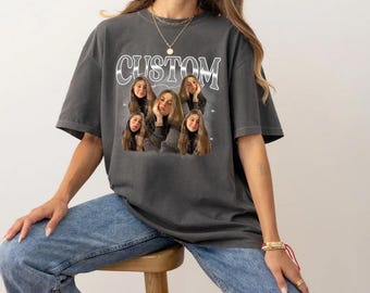 Custom Photo T-Shirt, Bootleg Rap Style, Personalized Gift