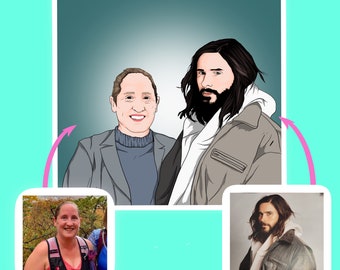 Retrato de dibujos animados, retrato personalizado, dibujo personalizado, regalo de cumpleaños, retrato personalizado, retrato de pareja, retrato familiar