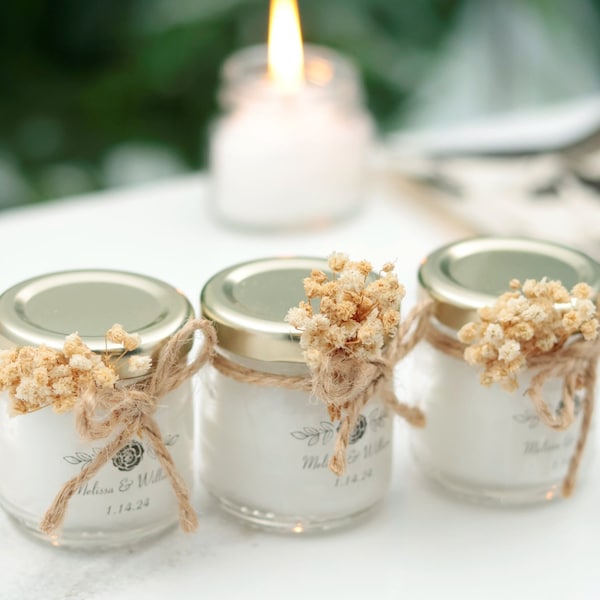 Mini favores de velas a granel, velas de favores de boda, favores de boda boho, velas de despedida de soltera, velas de favores de compromiso, favores de velas rústicas