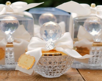 Bomboniere rustiche per caramelle / Ciotola di vetro personalizzata / Bomboniere, regali per gli ospiti / Scatole di confetti zuccherati