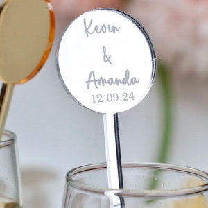 50 Pcs Personalized Wedding Drink Stirrers: Acrylic Cocktail Sticks