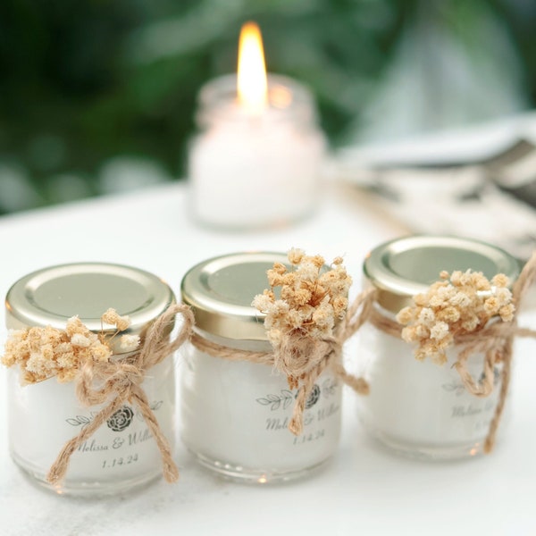 Mini Candle Wedding Favors: Rustic Boho Crystal Accents