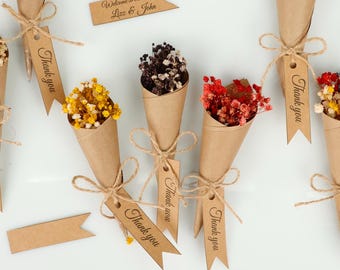 Dried Flower Wedding Favors Magnet, Mini Bouquet Guest Gifts, Rustic Wedding Favor Magnets, Personalized Bridal Shower Favors (25 PCS)