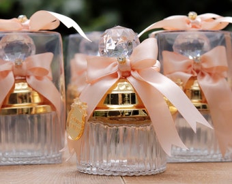 Personalized Glass Candy Dish: Elegant Wedding Favor with Custom Tag