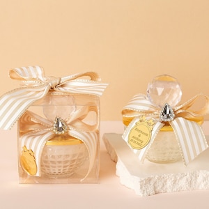 Personalized Gold Lid Candle Favor: Luxury Wedding Thank You Gift
