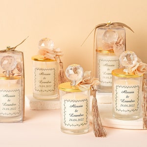 Wedding Favor Crystal Glass Candle With Tassel | Personalized Wedding ...