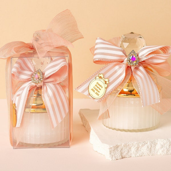 Quinceanera Party Favors | Sweet 16 Candle Favors | Customized Wedding Candle Favors | Crystal Glass Candle Favors | Bridal Party Favors