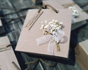 Borsa di benvenuto per matrimonio floreale / Saluto elegante per gli ospiti / Sacchetto di carta per hotel unico / Bomboniera per eventi speciali