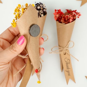 50 Handmade Flower Bouquet Magnets: Rustic Wedding Favors, Boho Party Gifts