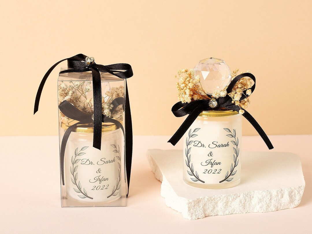 Personalized Crystal Wedding Candle Favor: Elegant Glass Keepsake - Etsy