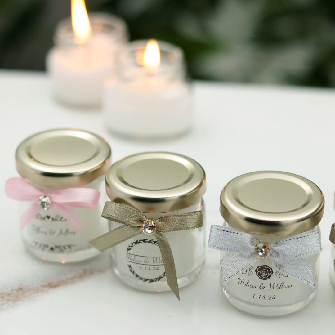 Personalized Wedding Favor Candles: Glass Jar, Boho Party Favors - Etsy