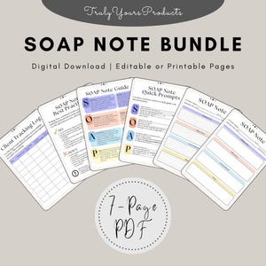 SOAP Note Template Bundle | SOAP Note Guide | Editable or Printable Download | Therapy, Counseling, Mental Health Notes PDF